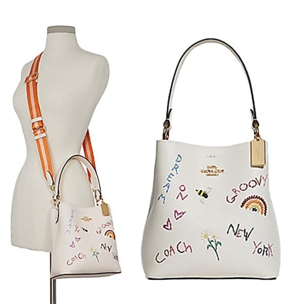 C8282 IMCAH Chalk Multi スモール タウン バケットバッグ ウィズ ダイアリー エンブロイダリー