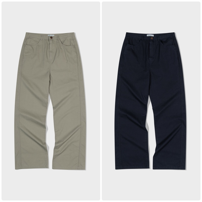 【LOW CLASSIC】 WASHED COTTON RELAXED PANTS : 2COLORS