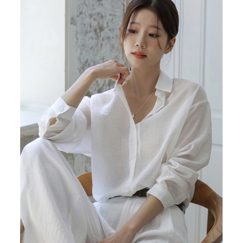 フレンチシック ポテンライト スクランチ SET シースルーシャツ