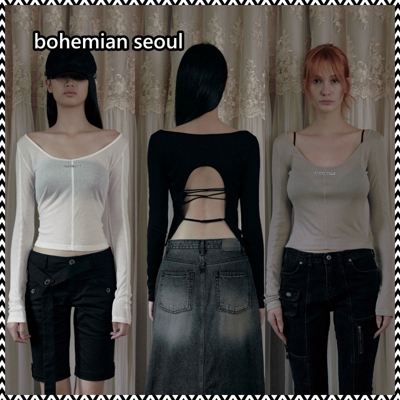 bohemian seoul COVER STITCH BACKLESS LONG SLEEVE