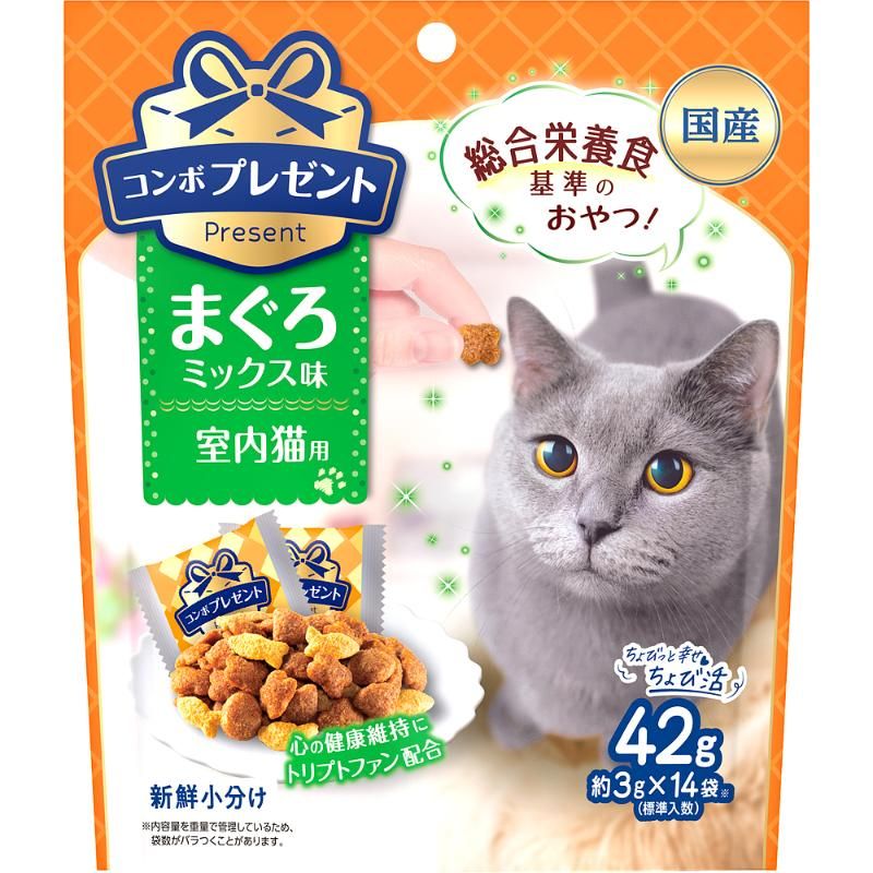 （まとめ買い）日本ペットフード コンボ プレゼント キャット おやつ 室内猫用 まぐろミックス味 42g 猫用おやつ [x18]