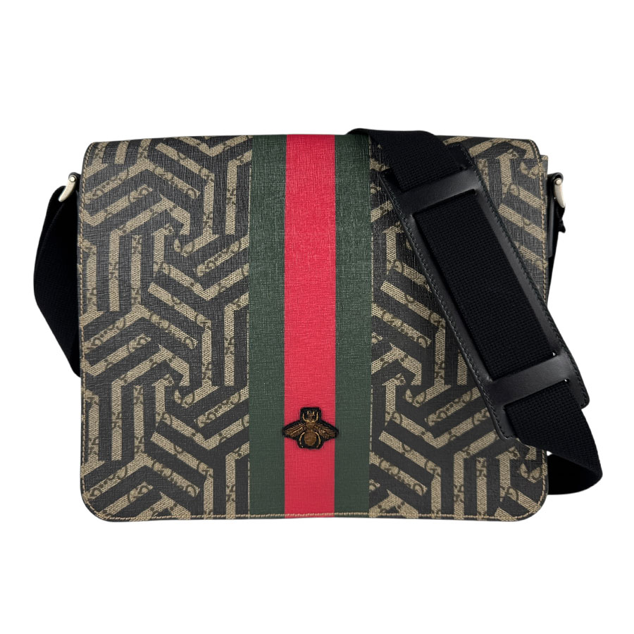 グッチ GUCCI 斜め掛けショルダーバッグ GGカレイド Bee GGスプリームキャンバス ブラック/ベージュブラウン メンズ 475432 z5920