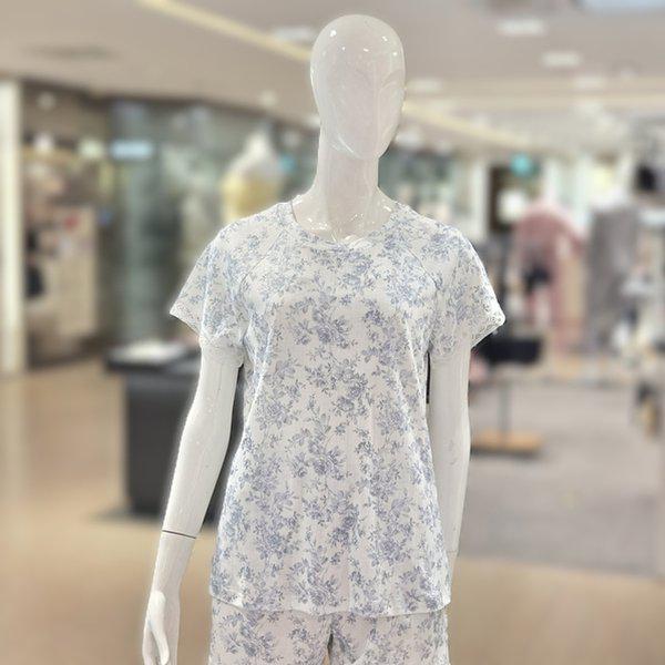 アイレットジャカード 花柄プリント 女性用イージーウェア半袖 EZ1967
