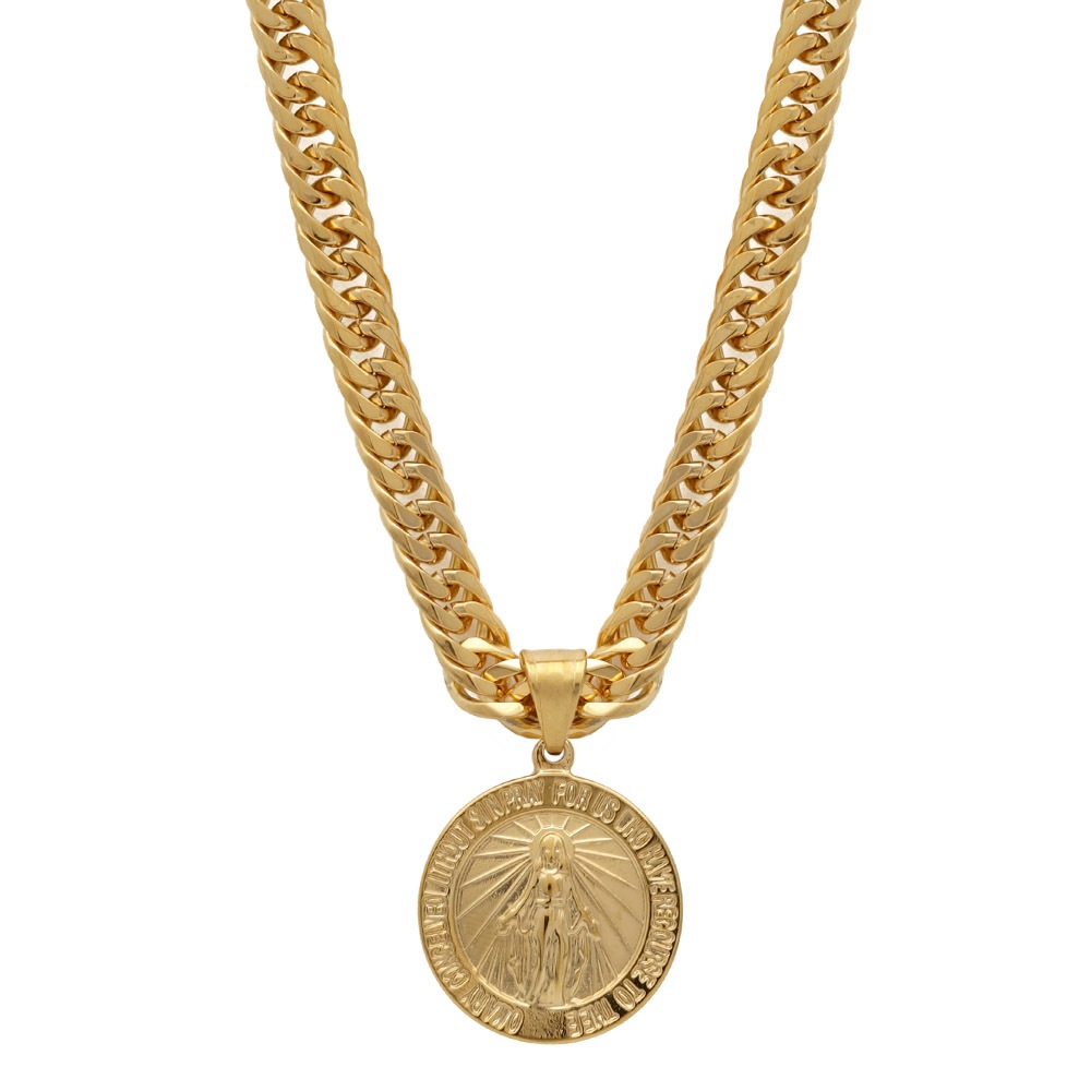 マリアコイン&ダブル喜平ネックレス [n536-gold]