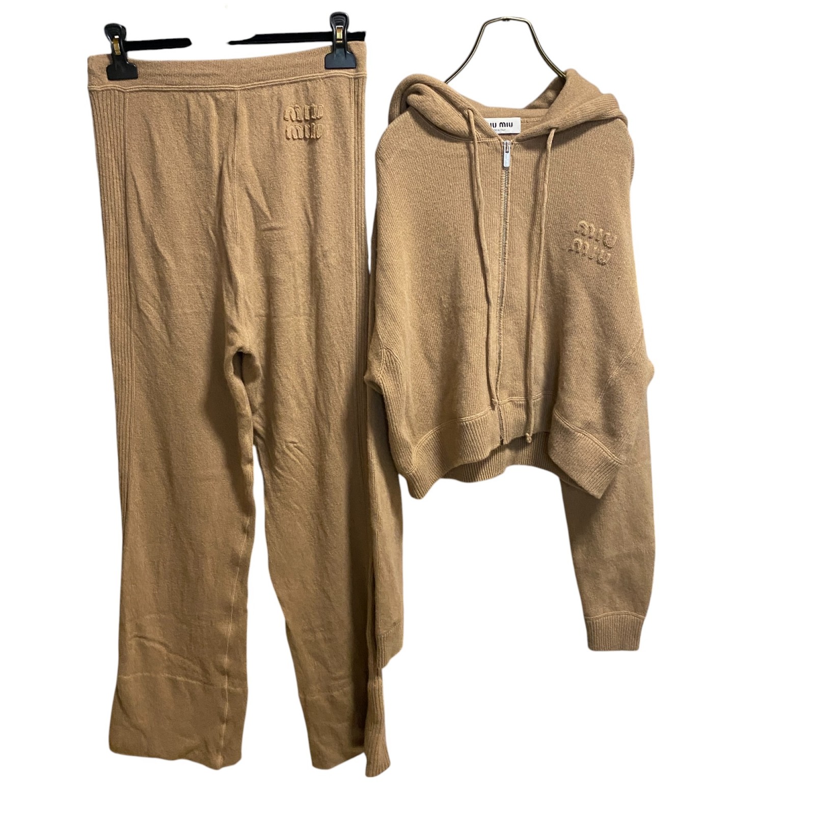 ミュウミュウ MIUMIU 現行モデル ウール セットアップ パーカー38 パンツ36 レディース