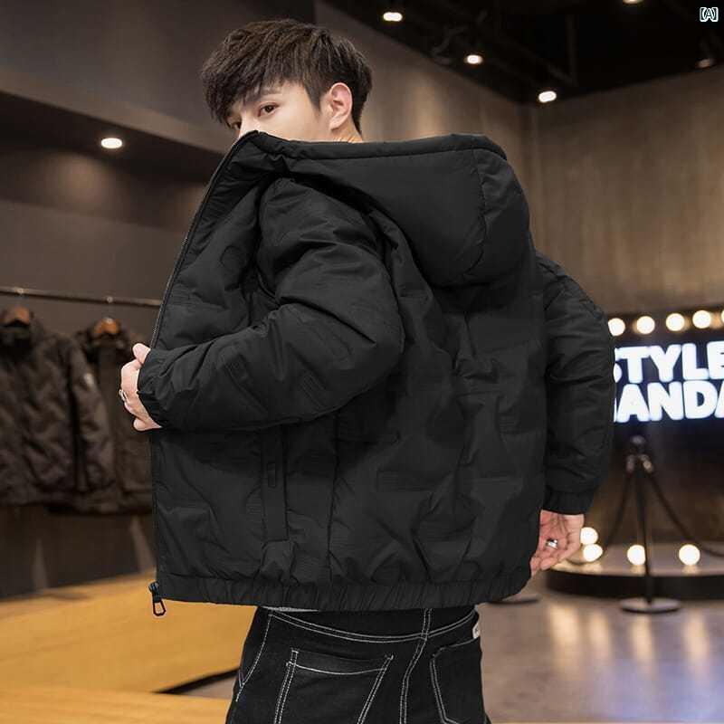 メンズ　男性　メンズファッション　オシャレ　カジュアル 冬 ダウン ジャケット フード付き コットン コート ブレッド ハイエンド 厚手 暖かい コットンジャケット