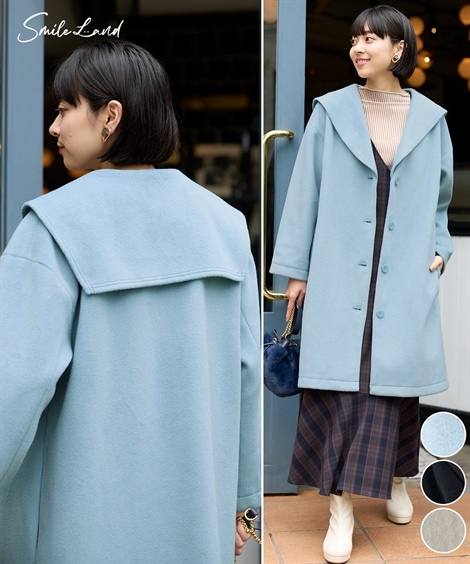 ダウンジャケット・コート 大きいサイズ 裏畔セーラーカラーハーフコート