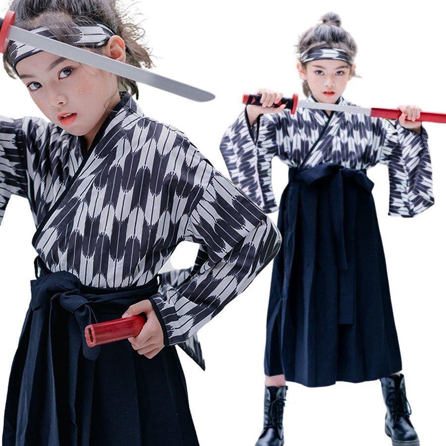 [本日の上新]武士 コスプレ 子供 ハロウィン 和服 コス 男の子 侍 袴 隊服 衣装 女の子 大正モダン 和風 仮装 刀 セット損売り