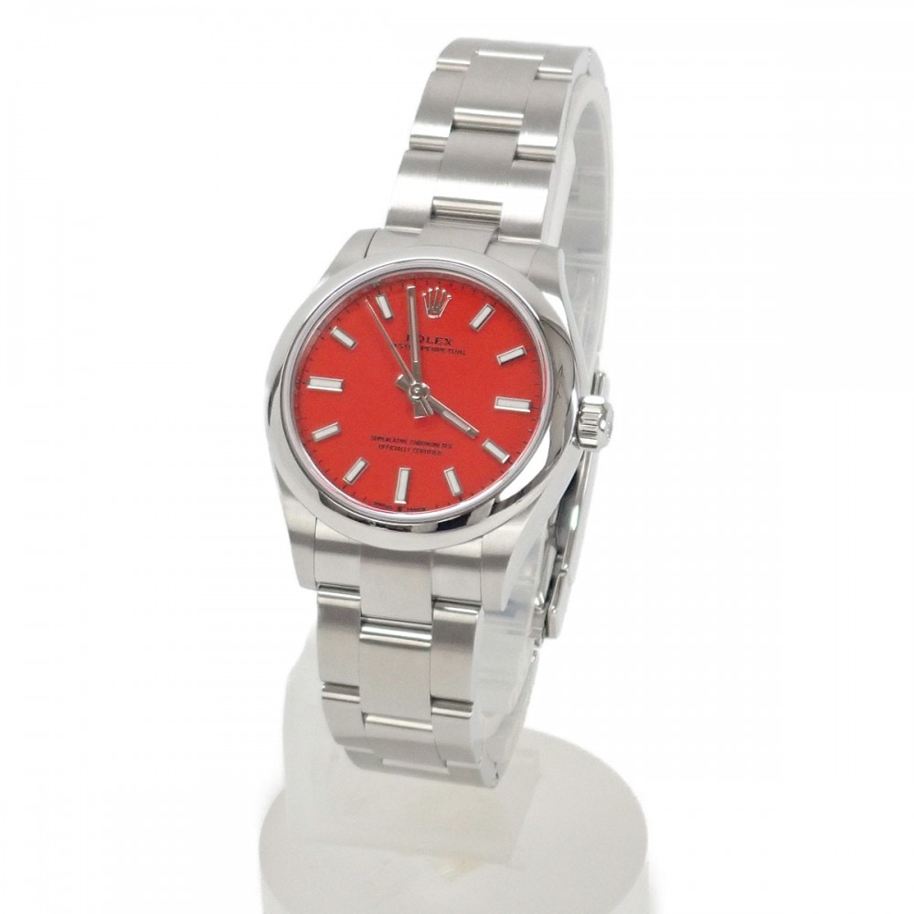 【SAランク】 オイスターパーペチュアル 31 277200 腕時計 ステンレススチール コーラルレッド 自動巻き レディース【ISEYA】