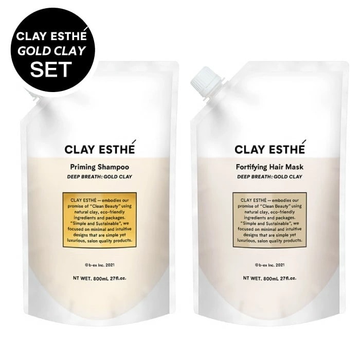 【 詰替用セット　GOLD CLAY 】CLAY ESTHE クレイエステ プライミング シャンプー クレイエステ フォーティファイングヘアマスク ゴールドクレイ b-ex ビーエックス ビュ