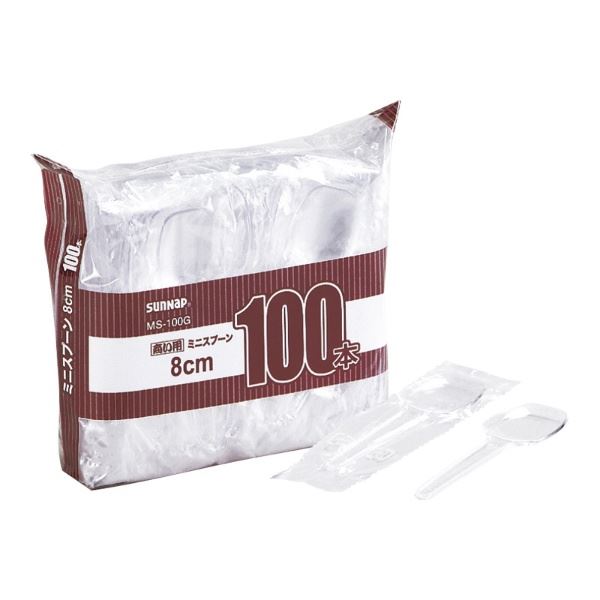 (まとめ) ミニスプーン/使い捨て食器 (8cm 100本入) アウトドア パーティー 商い用 業務用 (×100個セット)