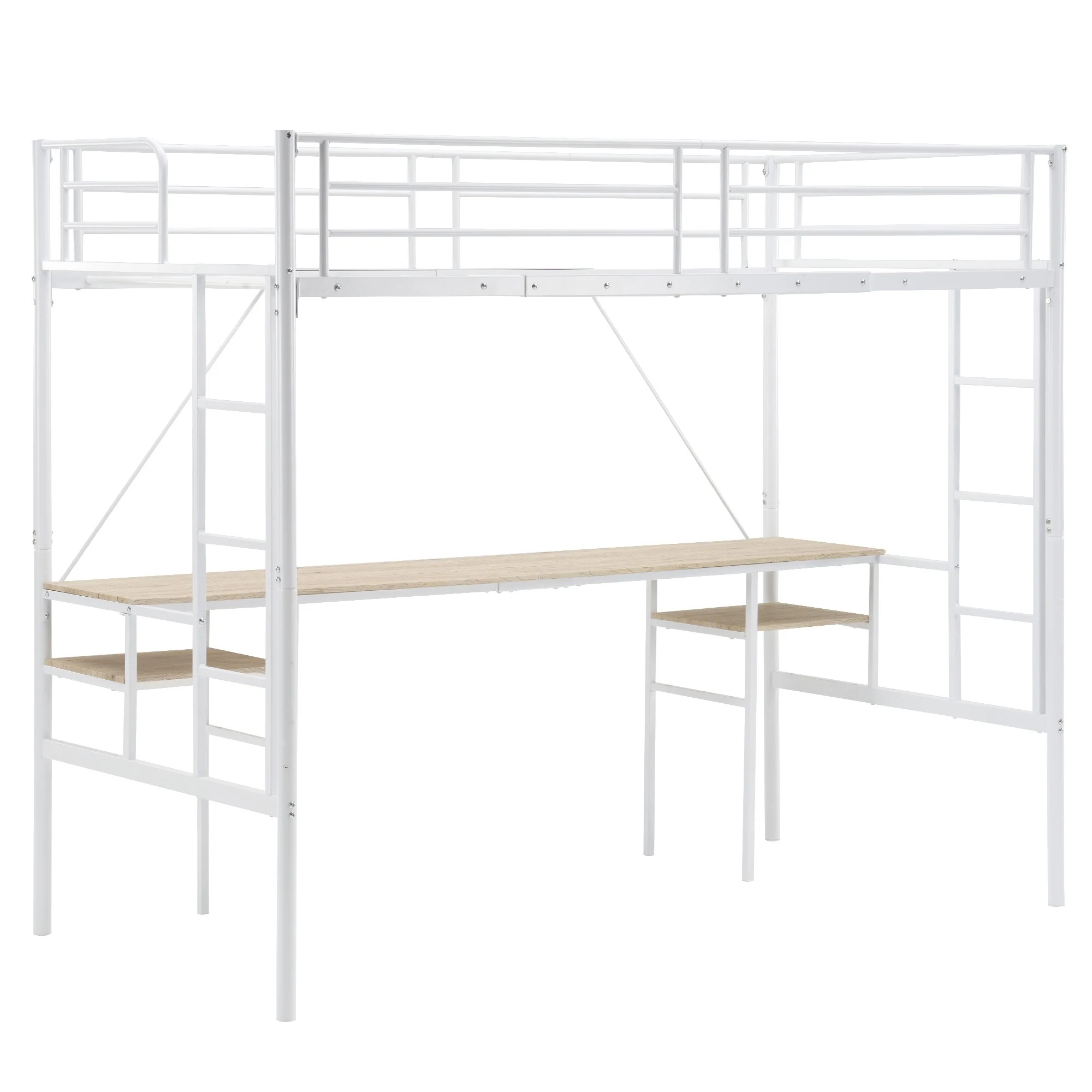 【国内発送】システムベット ロフトベッド シングル デスク付き ラック棚付き ハシゴ階段 耐荷重150kg 高さ170cm 北欧風 二段ベッド 大人ベッド 一人暮らし 部屋二段ベッド【元SK