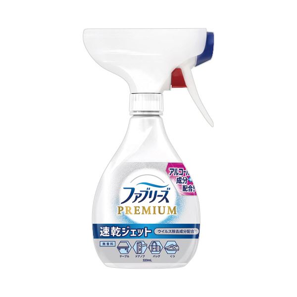 （まとめ） P＆Gファブリーズ プレミアム 速乾ジェット 無香料 アルコール成分入り 本体 320mL 1本 [x10セット]