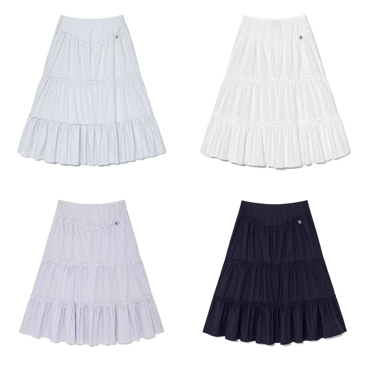 RODEO TIERED RUFFLE SKIRT(WHITE/NAVY/STRIPE)