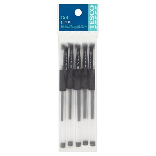 その他 Tesco TGP-812C Black Gel Pens 0.7mm 5pcs