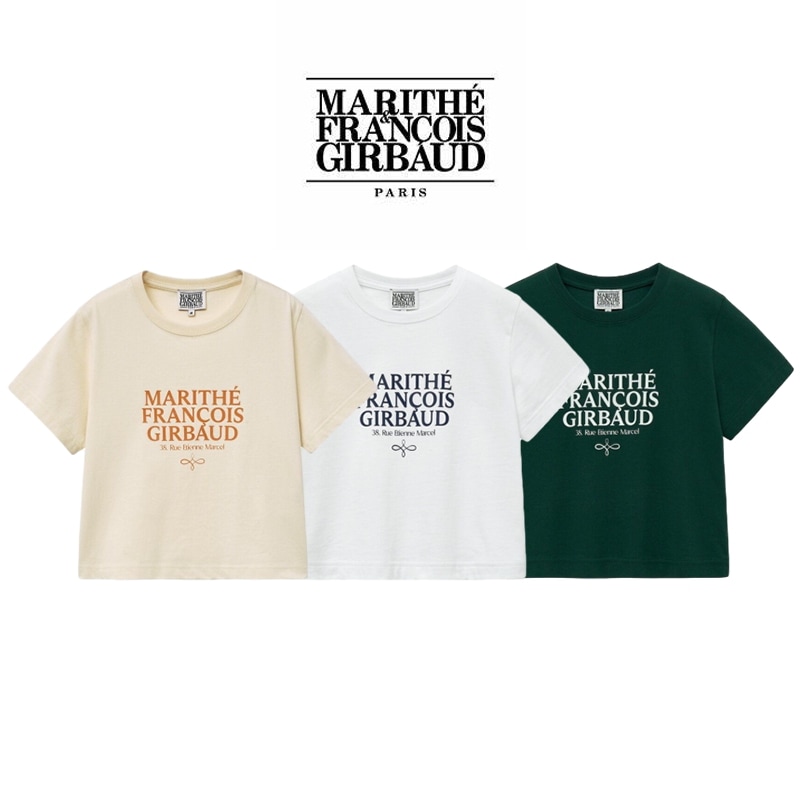 marithe francois girbaud送料無料ショート丈半袖 ラウンドネック Tシャツ・カットソー
