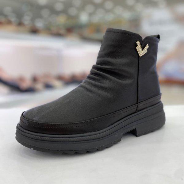 女性プリーツチャンキーヒールアンクルブーツPFEWSB878BR HSPH3A GN