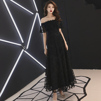 即納可能パーティードレス ロング ドレス 黒 かわいい おしゃれ 大きいサイズ xl 2xl 3xl フォーマル 演奏会 結婚式 ドレス 大人 ピアノ 発表会 きれいめ マキシ丈 ロング丈 オフショル