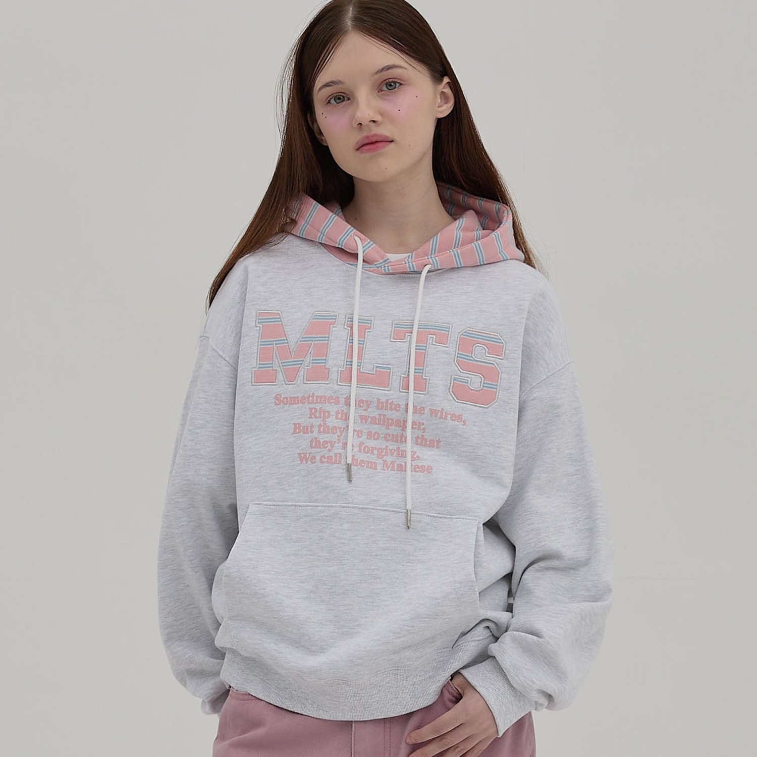 MLTS Stripe Hoody MELANGE WHITE