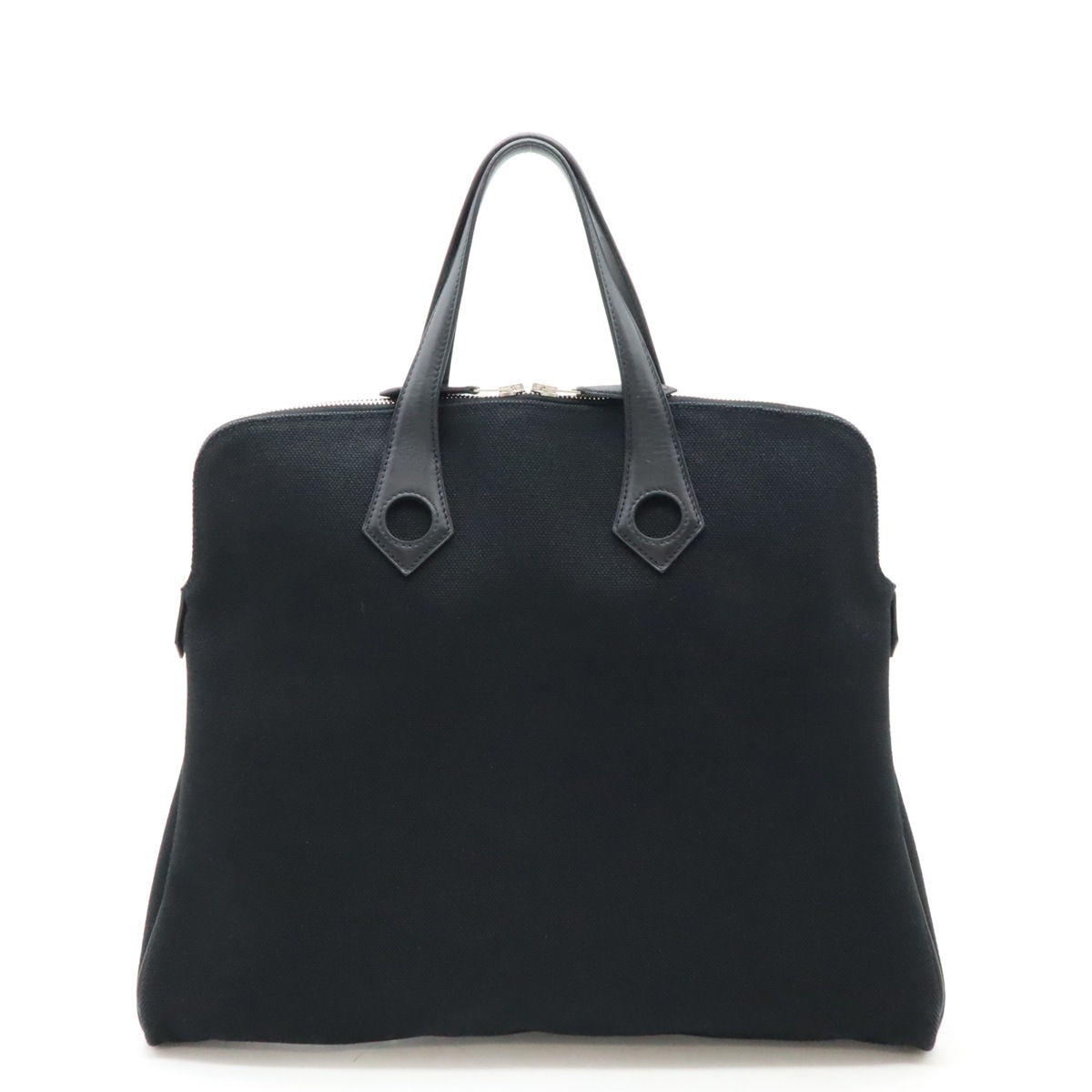 サックイブーMM ハンドバッグ キャンバス レザー ブラック 黒 シルバー金具 I刻印