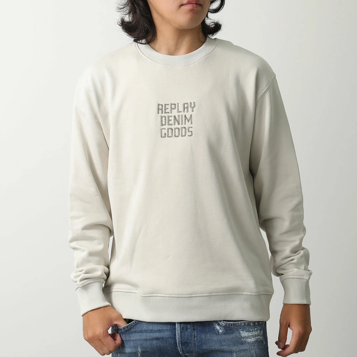 REPLAY リプレイ トレーナー M3179 000 21842 メンズ スウェット コットン 長袖 クルーネック 裏起毛 ロゴ 刺繍 985