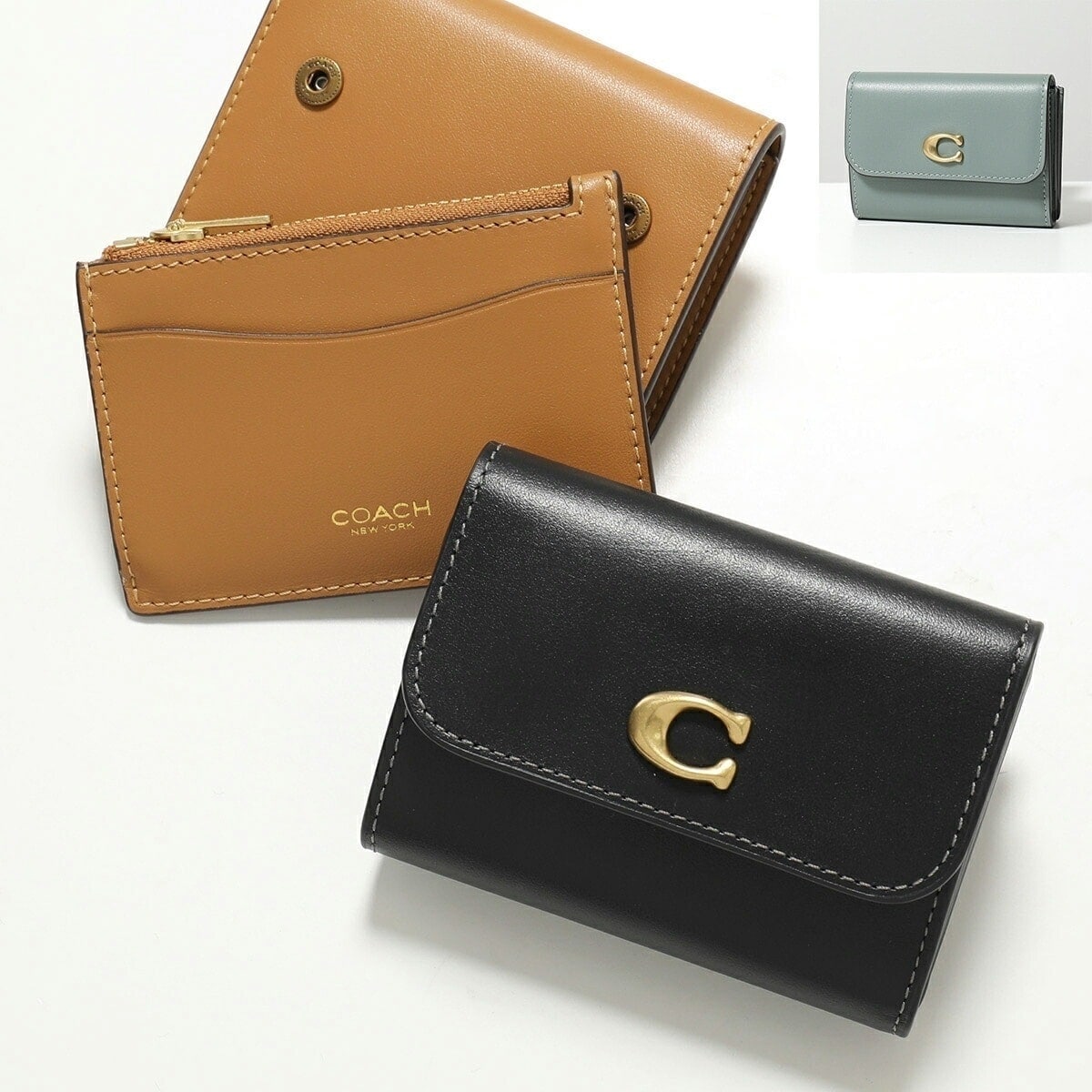 COACH コーチ 三つ折り財布 エッセンシャル カード ホルダー ウォレット CZ111 レディース カードケース ミニ財布 レザー ロゴ カラー3色 CZ1