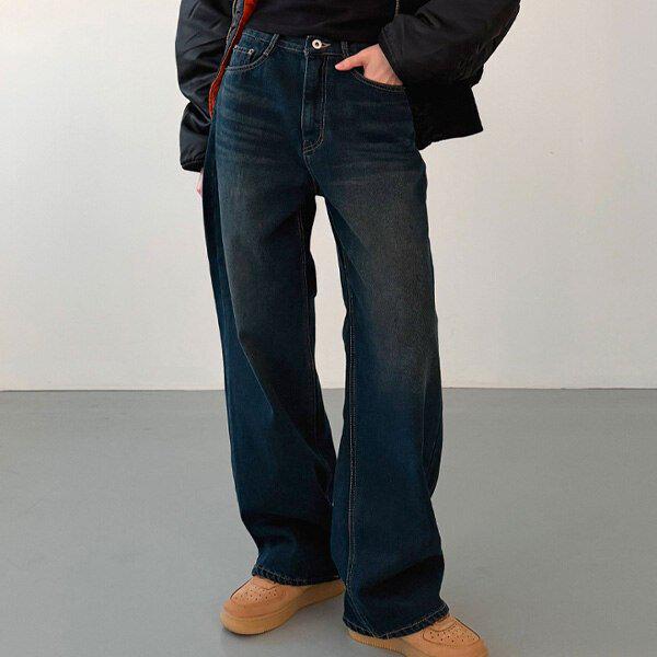 (JN)3059バルーンボーイフィット裏起毛ダーツデニムパンツ 冬