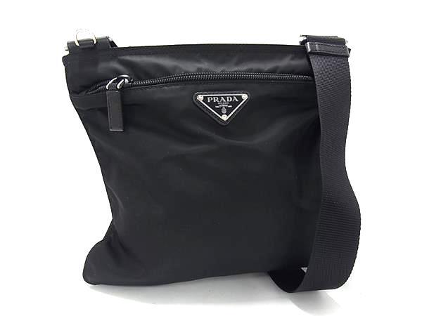 ショルダーバッグ トライアングルロゴ テスートナイロン - 三角ロゴマーク シルバー金具 ブラック ハンドバッグ ショッピングバッグ トートバッグ 鞄 ブランド 斜め掛け【本物保証】