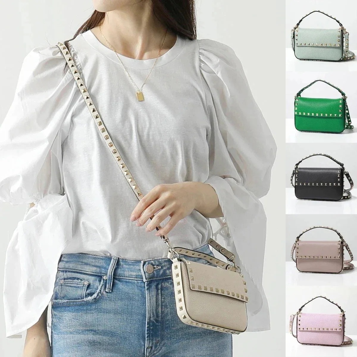 VALENTINO ヴァレンティノ ショルダーバック 3W0P0W07VSH 3W2P0W07BOL レディース レザー ポシェット ハンドバッグ ロックスタッ