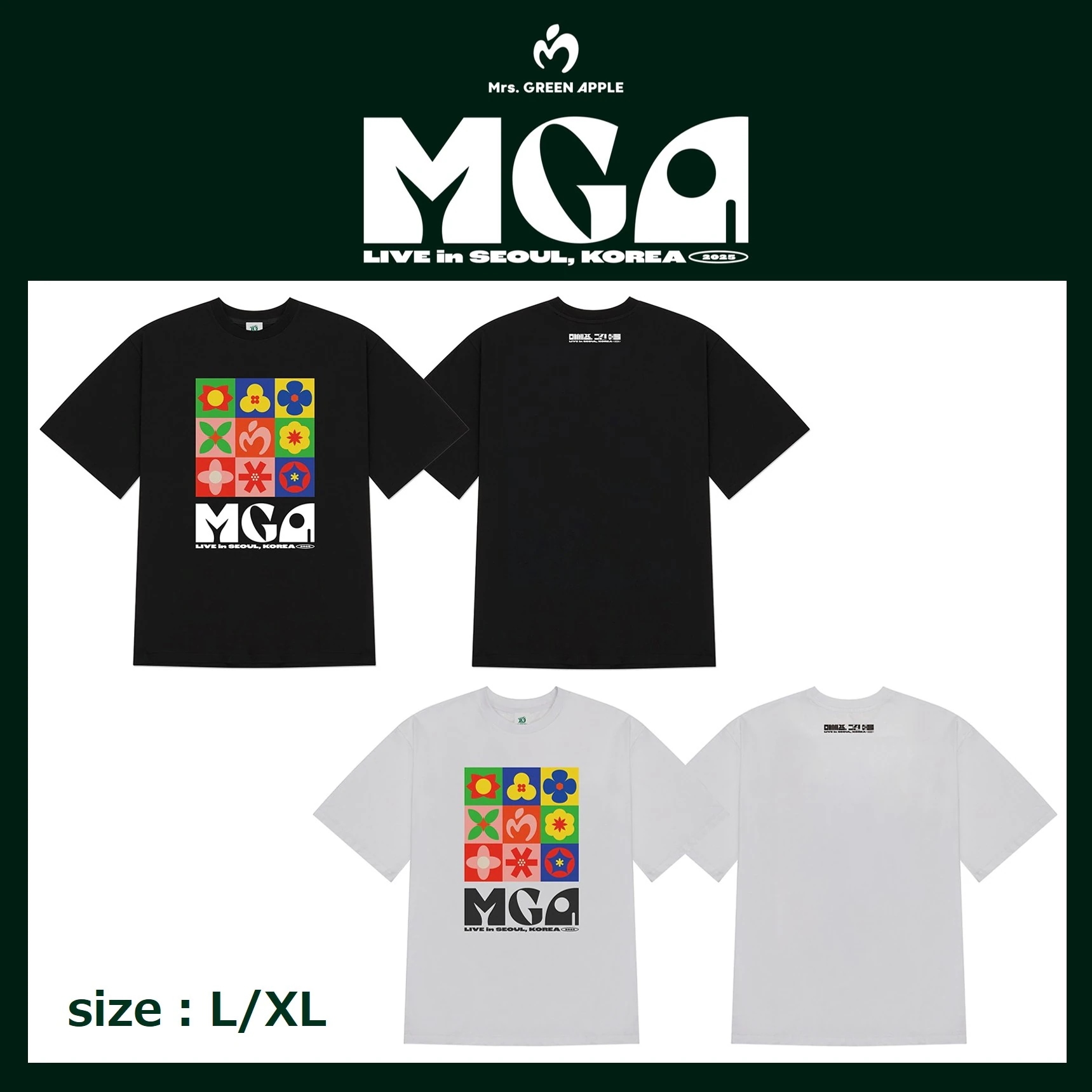 【国内発送】【公式】 Mrs. GREEN APPLE 【 SEOUL EDITION T-SHIRT（BLACK／WHITE） 】ミセス [MGA] LIVE IN SEOUL