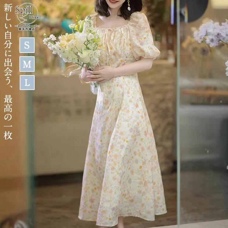 [輸送費無料][七月の新柄]ワン 花柄ワン レディース 春 夏 きれいめ ロング丈 Aライン 袖あり 半袖 ゆったり 体型カバー 女性 ビーチワン 結婚式 お呼ばれ 二次会 お宮2025ワン 花柄ワン