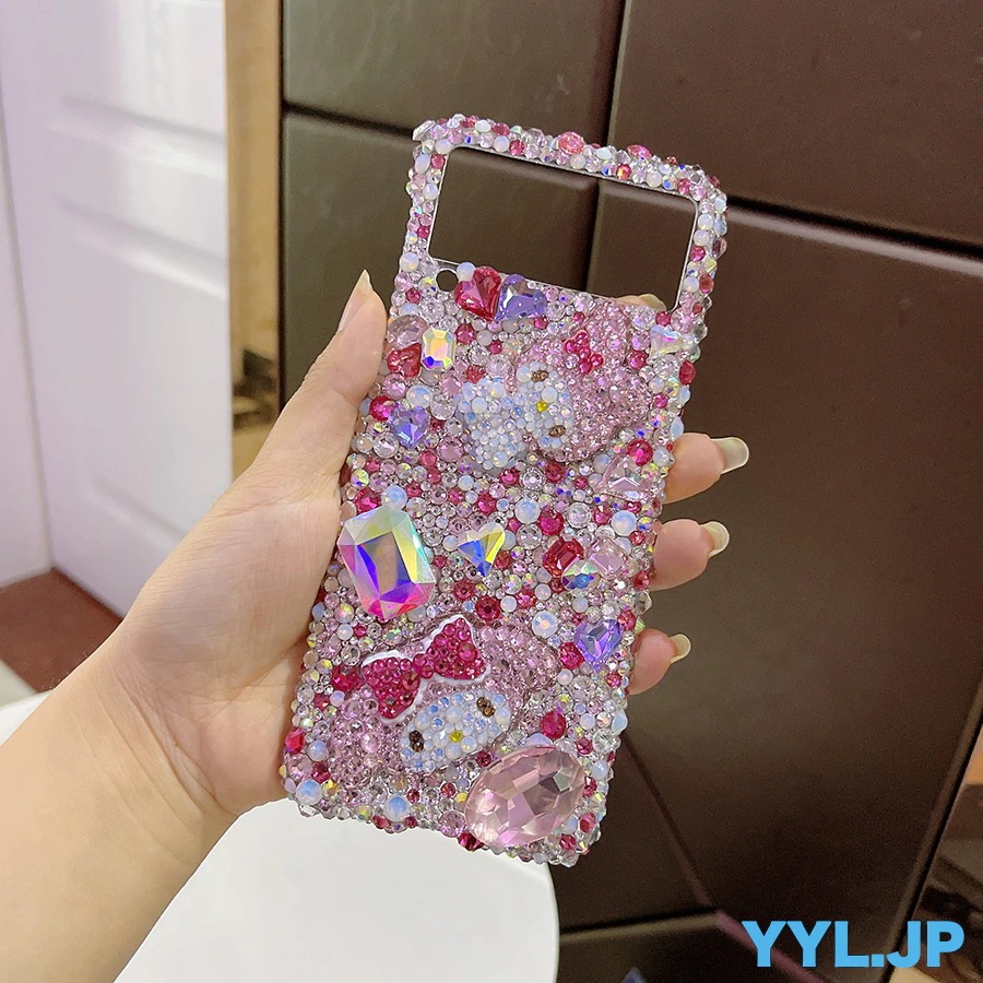 ハンドメイド galaxy z fold7ケース キャラクター galaxy z flip7 ケース マイメロディ かわいい fold6/5/4/3 flip6/5/4/3 キラキラのラインストーン