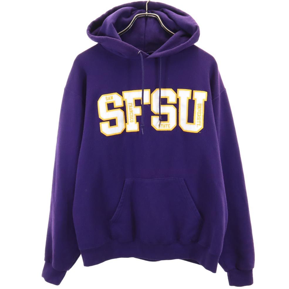 長袖 スウェットパーカー M パープル 裏起毛 メンズ