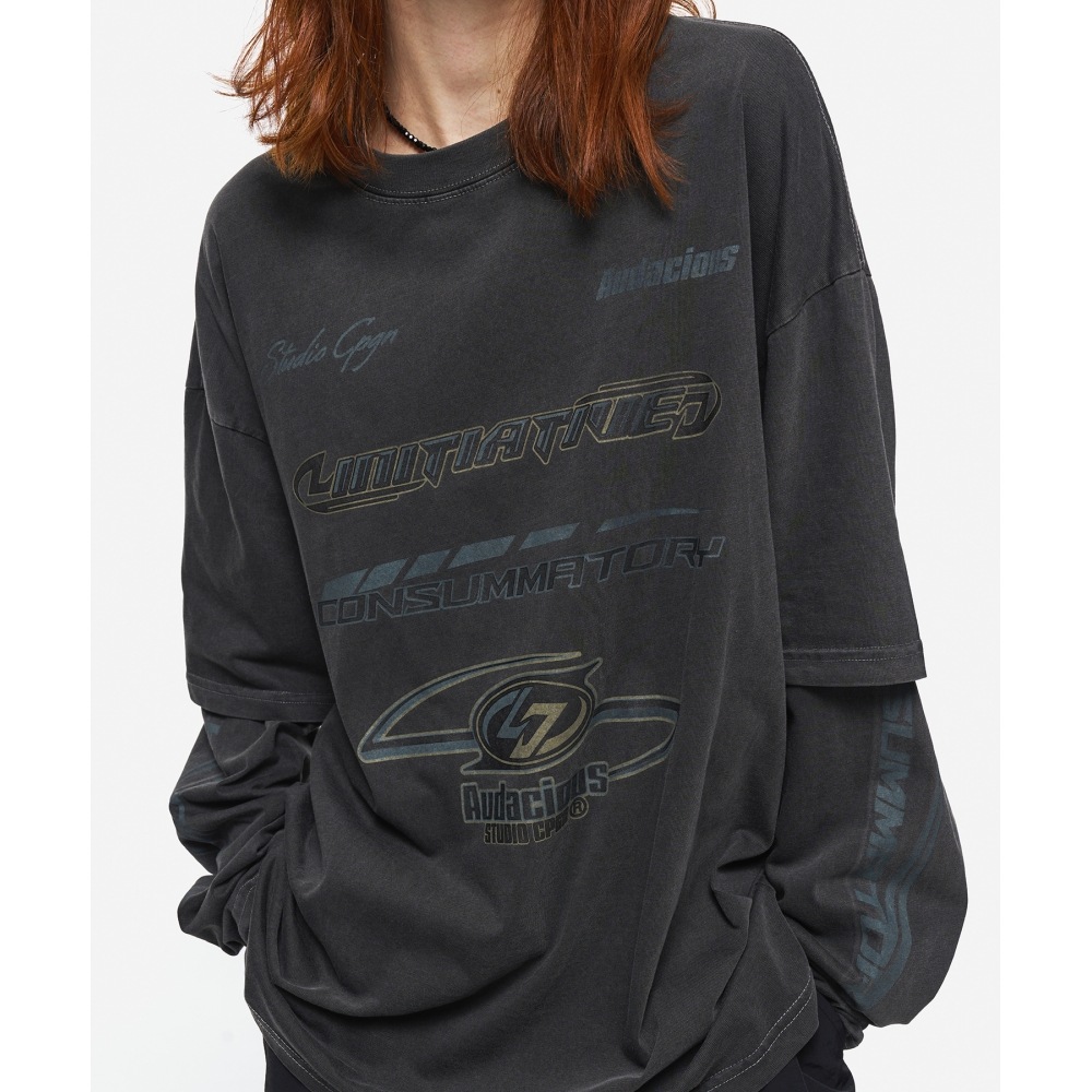 CPGN STUDIO フィアレスレイヤードピグメントロングスリーブスモークブラック