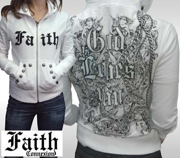 セール フェイスコネクション レディース パーカー ホワイト スタッズ フーディー Faith Connexion プレミアム ブランド インポート ハリウッド 海外セレブ パリスヒルトン 着用