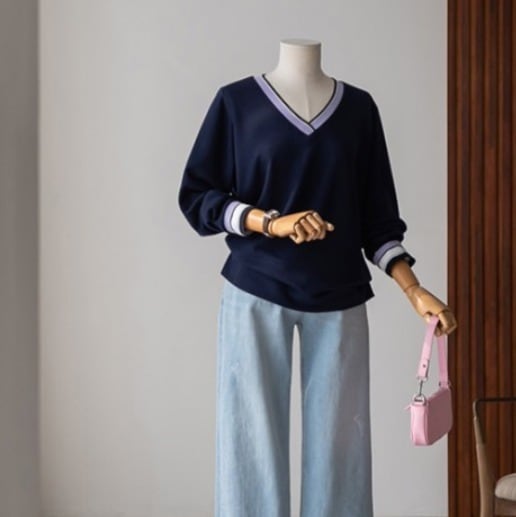 トップス シャツ ニットソー トップス 袖あり 長袖 Vネック 襟なし かわいい 大人可愛い シンプル カジュアル おしゃれ お洒落 大人可愛い こなれ感 ラフ マニッシュ ガーリー ルーズ 無地 春