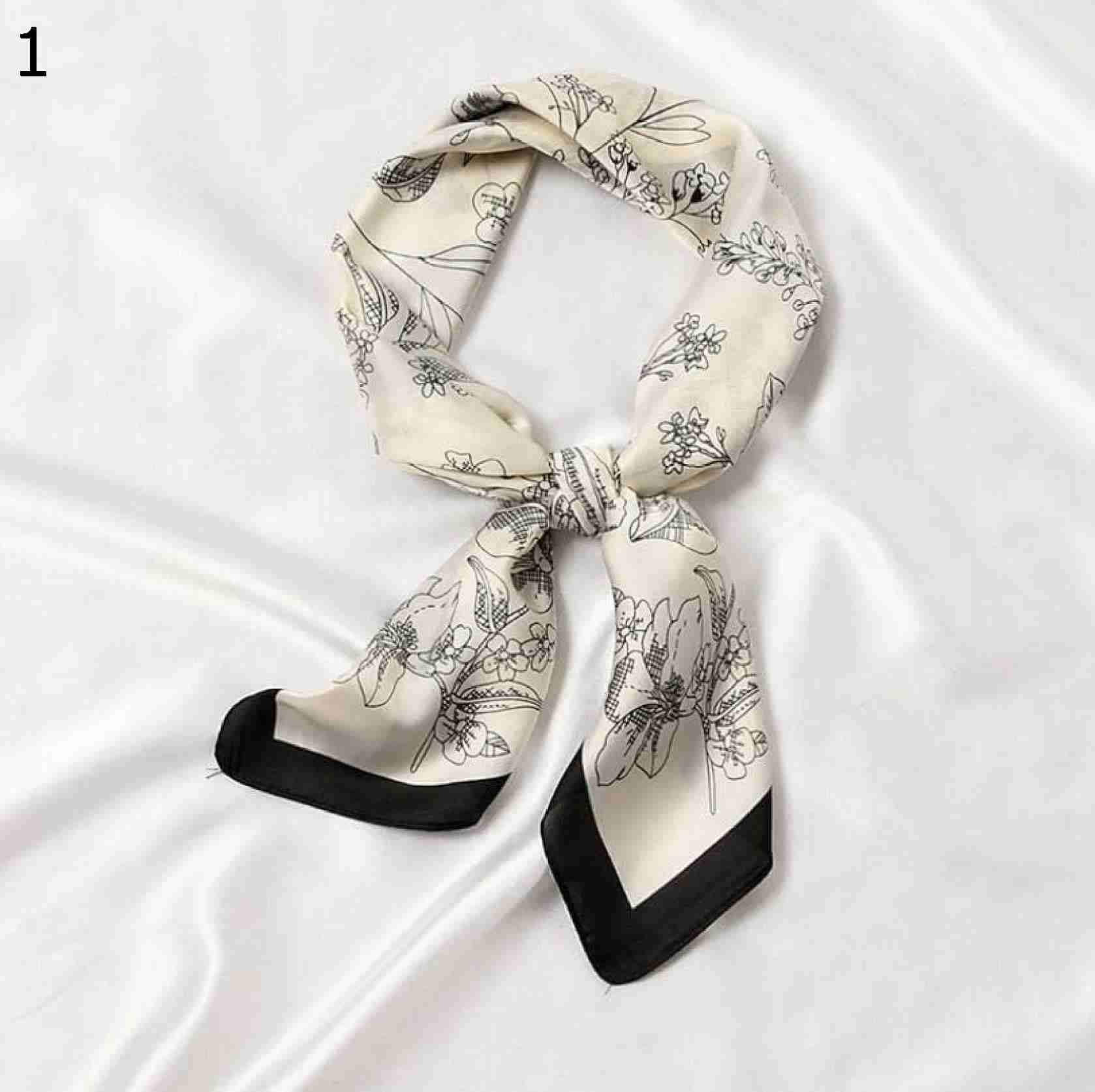 【20%OFFクーポン～】エレガントな花柄プリント スカーフカジュアルな小さな正方形ラップ スカーフ ファッション女性多機能ポリエステル スカーフ スカーフ (Color : Beige Siz 5,493円