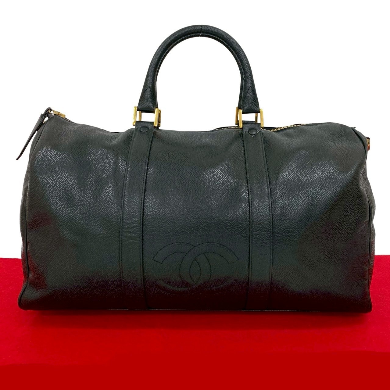 ヴィンテージ ココマークボストンバッグ マットキャビアスキン ブラック 22543