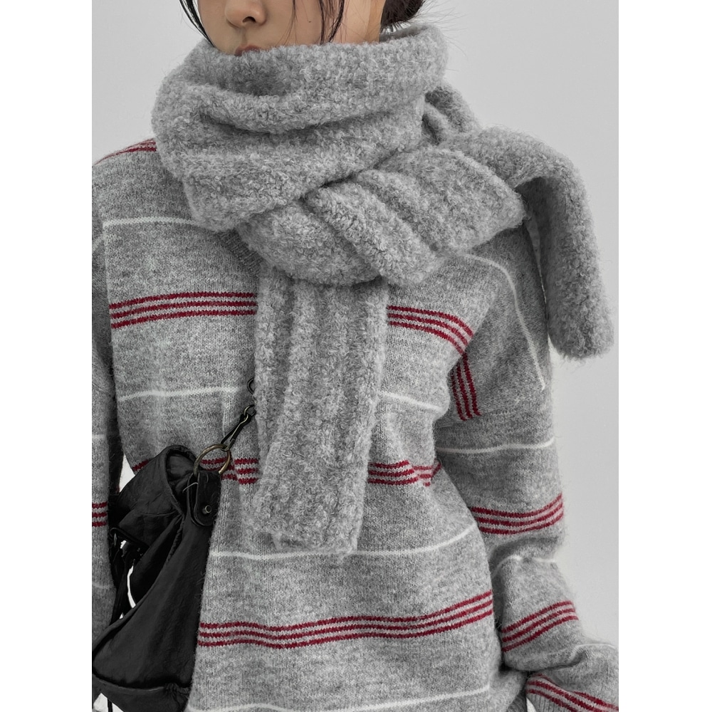 ブラックアップハンドレッドブックルウールニットマフラー