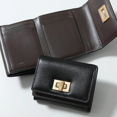 FENDI フェンディ 三つ折り財布 FENDI WAY ウェイ 8M0555 AWR7 レディース レザー スモール ミニ財布 F1DDQ/BLACK+CHOCOLATE 8M0555AWR7F1D