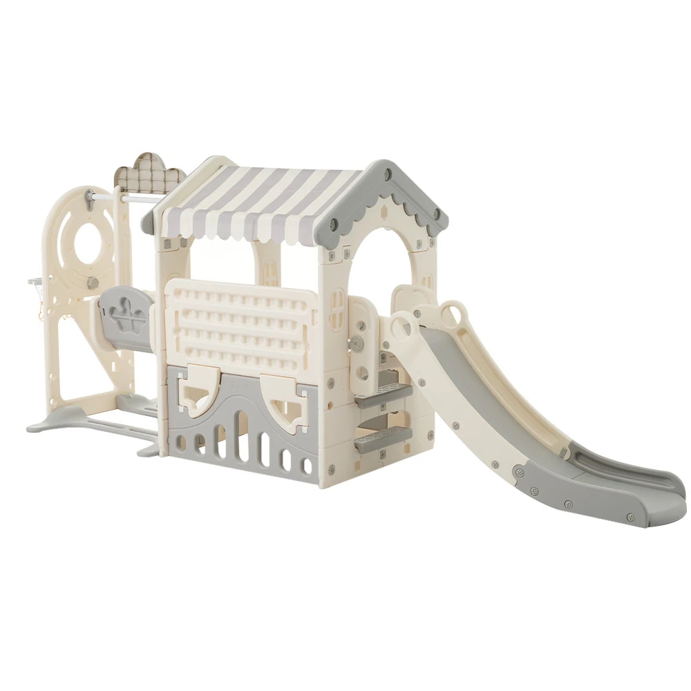 大型遊具 滑り台 ゴールゲーム 室内収納 誕生日プレゼント こどもの日ギフト 秘密基地 お絵かきボードテーブル付き グレー×ホワイト