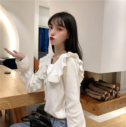 トップス デート カットソー ニットソー セーター 袖あり 長袖 スリム タイト 細身 フリル かわいい 大人可愛い きれいめ シンプル カジュアル 大人 上品 おしゃれ お洒落 主役級 存在感 春