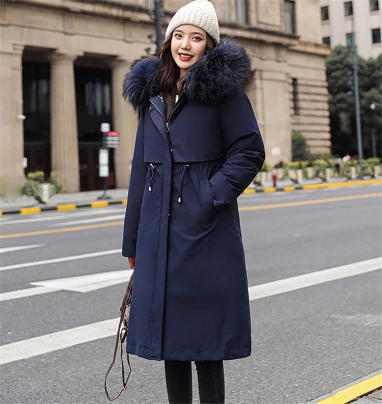 【送料無料】店長推薦スタイル 取り外し可能 子羊の毛 2 WAY ジッパー フード付き 韓国バージョン コート 中長セクション 厚みをつける