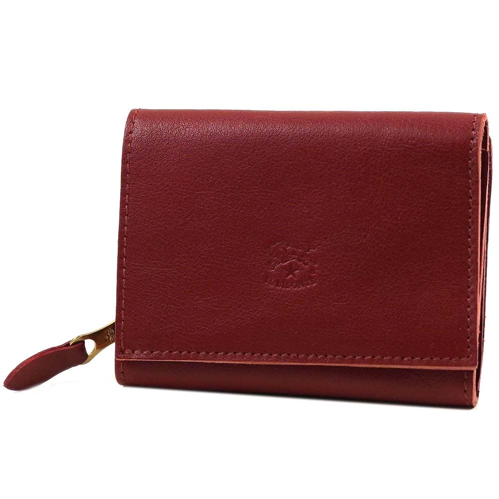 イルビゾンテ 財布 IL BISONTE レディース メンズ ユニセックス パスケース付 三つ折り財布 レッド SMW036-PV0005-RE155B SMW036 PV0005 RE155B