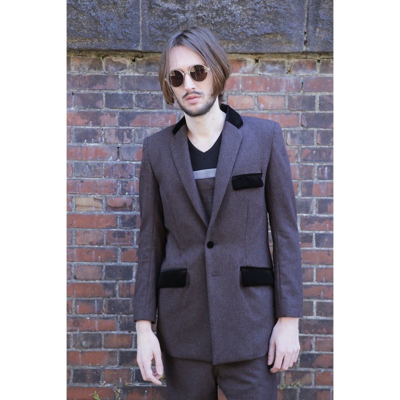 オリジナルJOHN BELTED WOOL JACKET BROWN