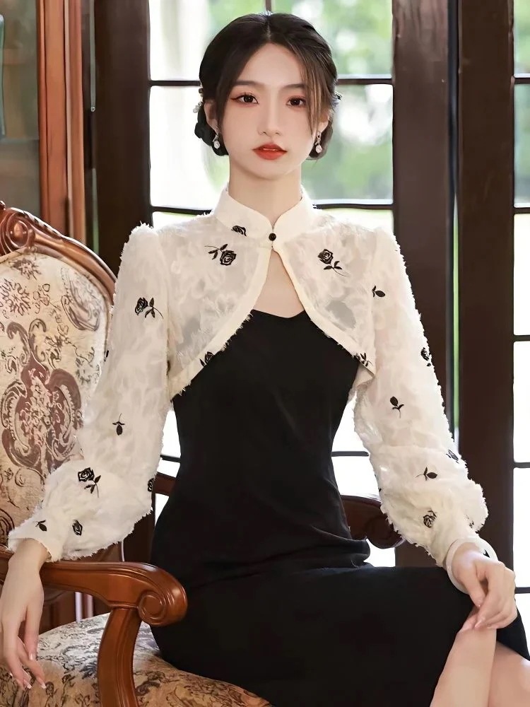 ス 新中式文芸復古民国風ジャカードチャイナドレス2024春モデル改良版2着ス