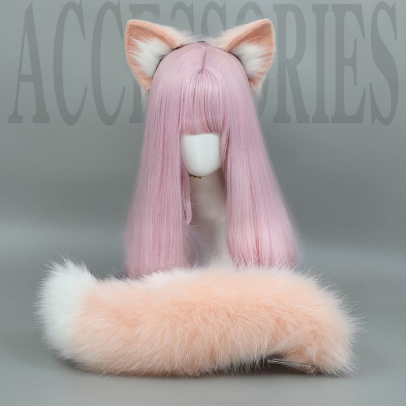 動物の耳ヘッドバンドテールコス子供の頭飾りヘアアクセサリー耳ヘッドバンドキツネの耳 母の日-0010103