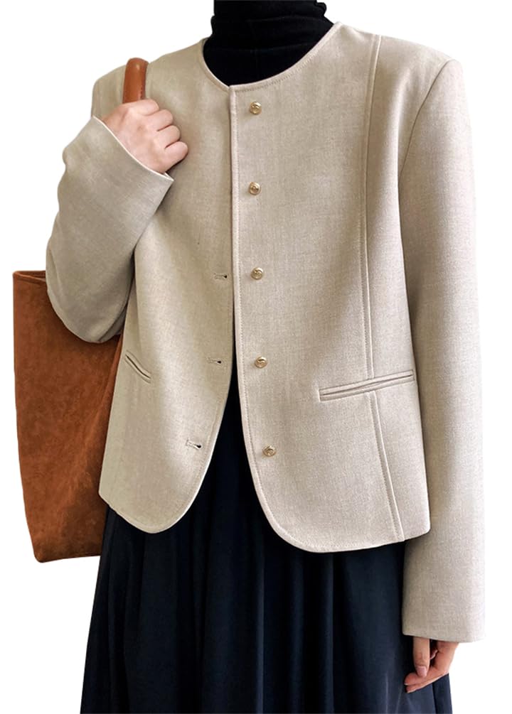 ジャケット レディース 長袖 ノーカラージャケット ショート丈 アウター スプリング トップス フォーマルジャケット 無地 セレモニー 通勤 春秋冬 オフィス お出かけ