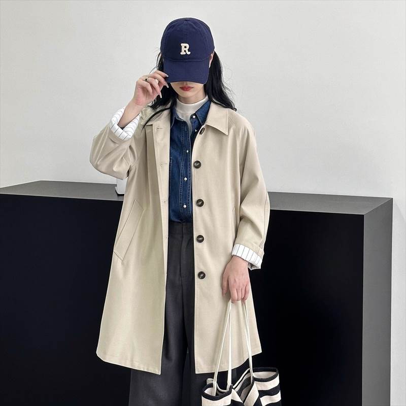 アウター コート ミディアム丈コート レディース 長袖 襟付き ポケット 前開き ボタン ミディアム丈 薄手 バックスリット かわいい 大人可愛い きれいめ シンプル 上品 おしゃれ かっこいい カジ