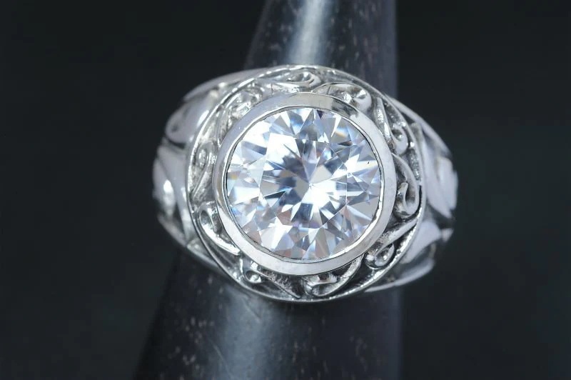 クリアキュービックジルコニア&オールアラベスク シルバーリング